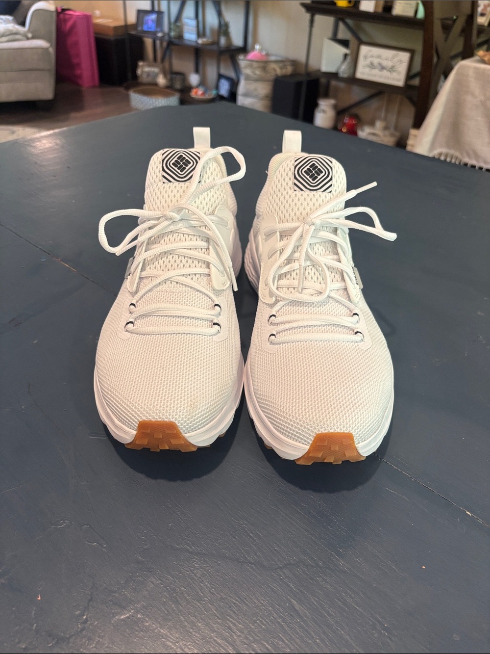 Columbia White Mesh Trail Sneakers with Tan Toe Accents - Picture 3 of 7